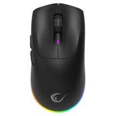   Rampage Vezeték Nélküli Egér - PROTE M5 (Pixart PAW3311, Huano 80M, 24000 DPI, 400mAh, 6 gomb, RGB, Type-C, fekete)