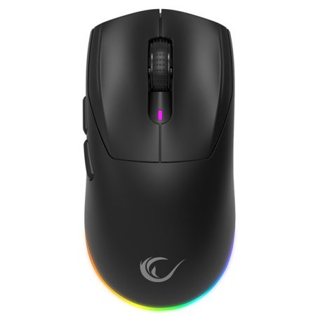 Rampage Vezeték Nélküli Egér - PROTE M5 (Pixart PAW3311, Huano 80M, 24000 DPI, 400mAh, 6 gomb, RGB, Type-C, fekete)