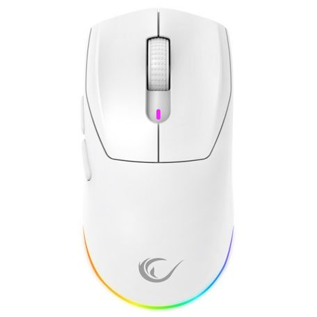 Rampage Vezeték Nélküli Egér - PROTE M5 (Pixart PAW3311, Huano 80M, 24000 DPI, 400mAh, 6 gomb, RGB, Type-C, fehér)