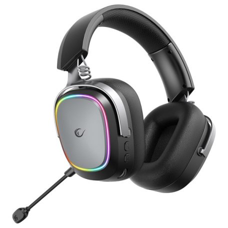 Rampage Fejhallgató - RETSU (1000mAh, Bluetooth+kábel+2,4Ghz, mikrofon, hangerőszabályzó, nagy-párnás, RGB, fekete)