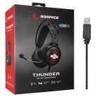 Rampage Fejhallgató - RM-K29 THUNDER (mikrofon, 3,5 mm Jack, hangerőszabályzó, nagy-párnás, fekete, RGB LED)