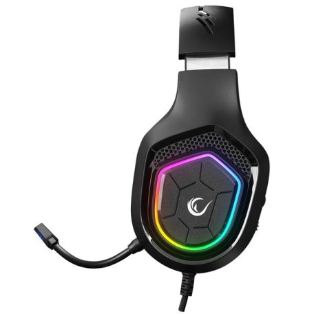 Rampage Fejhallgató - RM-K90 VECTOR (mikrofon, USB, 3,5 Jack, hangerőszabályzó, nagy-párnás, fekete)