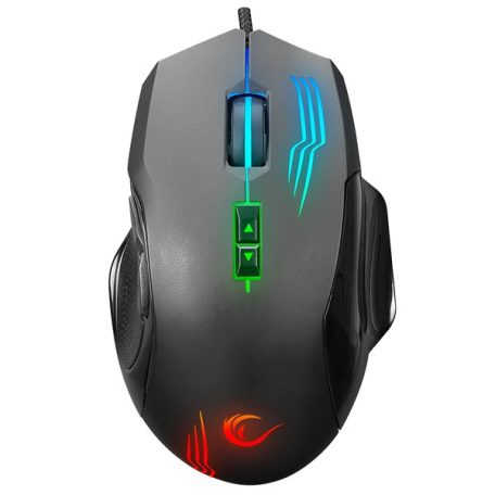 Rampage Egér Gamer - SMX-G38 CLAW (12800 DPI, 8 gomb, makro, RGB LED, 1,8m harisnyázott kábel, fekete)