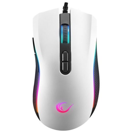 Rampage Egér Gamer - SMX-R44 V2 Macro (12800 DPI, 7 gomb, makro, RGB LED, 1,8m fonott kábel, fehér)
