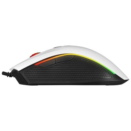 Rampage Egér Gamer - SMX-R44 V2 Macro (12800 DPI, 7 gomb, makro, RGB LED, 1,8m fonott kábel, fehér)