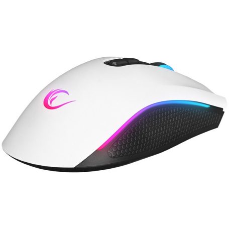 Rampage Egér Gamer - SMX-R44 V2 Macro (12800 DPI, 7 gomb, makro, RGB LED, 1,8m fonott kábel, fehér)