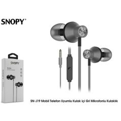  Snopy Fülhallgató - SN-J19 Gray (mikrofon, 3.5mm TRRS jack, 1.2m kábel, szürke)