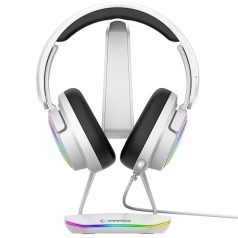   Rampage Fejhallgató állvány - TOWER T14 (fehér, műanyag, USB HUB, RGB)