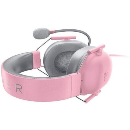 Razer Fejhallgató - Blackshark V2 X Pink (3,5mm Jack, mikrofon, hangerőszabályzó, 1,3m kábel, rózsaszín)