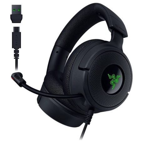 Razer Fejhallgató - Kraken V4 X (USB, mikrofon, hangerőszabályzó, 1,8m kábel, fekete)