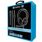 Sandberg Fejhallgató - MiniJack Chat Headset (mikrofon; 3,5mm jack; hangerő szabályzó; 1,8m kábel; fekete)