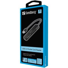   Sandberg Kártyaolvasó - USB 3.0 Pocket Card Reader (USB-A 3.0, SD/SDHC/SDXC/MS/MMC/T-Flash/MicroSD)
