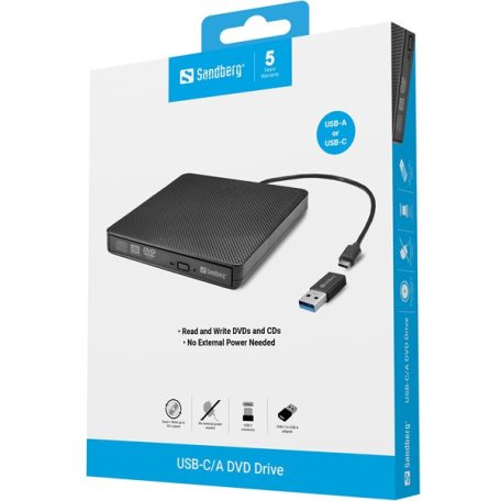 Sandberg ODD Külső - Sandberg USB-C/A DVD Drive