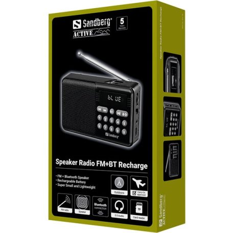 Sandberg Rádió - Speaker Radio FM+BT Recharge