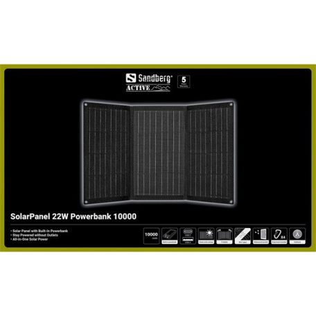 Sandberg Akkubank - SolarPanel 22W Powerbank 10000