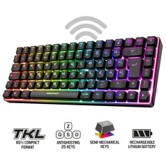   Spirit of Gamer Billentyűzet Vezeték nélküli - ELITE K70 (TKL, 85 gomb,, RGB LED,USB, anti-ghost, fekete, magyar)
