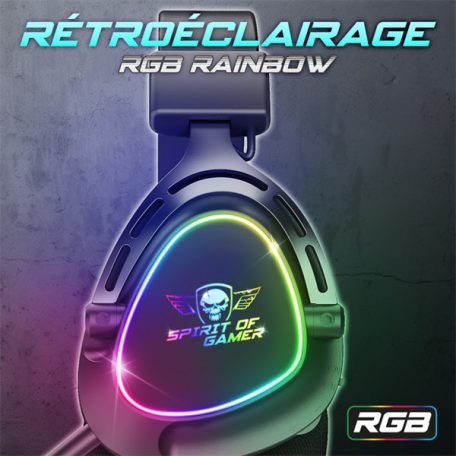 Spirit of Gamer Fejhallgató - ELITE H40 Black (MultiPlatform, RGB, 3.5mm Jack, mikrofon, hangerőszabályzó, nagy-párnás)