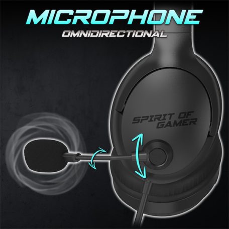 Spirit of Gamer Fejhallgató - PRO-H4 Black (MultiPlatform, mikrofon, 3.5mm jack, hangerőszabályzó, fekete)