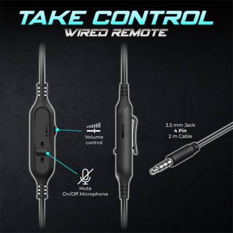 Spirit of Gamer Fejhallgató - PRO-H4 Black (MultiPlatform, mikrofon, 3.5mm jack, hangerőszabályzó, fekete)