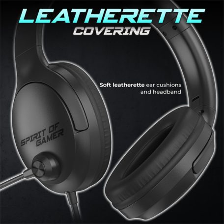 Spirit of Gamer Fejhallgató - PRO-H4 Black (MultiPlatform, mikrofon, 3.5mm jack, hangerőszabályzó, fekete)