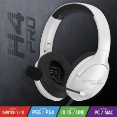   Spirit of Gamer Fejhallgató - PRO-H4 White (MultiPlatform, mikrofon, 3.5mm jack, hangerőszabályzó, fehér)