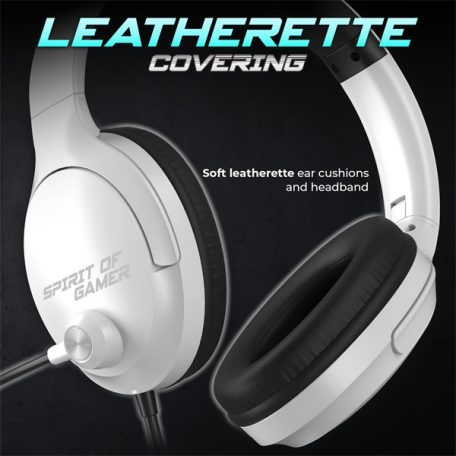 Spirit of Gamer Fejhallgató - PRO-H4 White (MultiPlatform, mikrofon, 3.5mm jack, hangerőszabályzó, fehér)