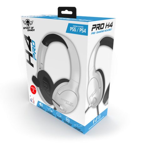 Spirit of Gamer Fejhallgató - PRO-H4 White (MultiPlatform, mikrofon, 3.5mm jack, hangerőszabályzó, fehér)
