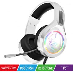   Spirit of Gamer Fejhallgató - PRO-H8 RGB White (MultiPlatform, mikrofon, 3.5mm jack, hangerőszabályzó, 2m kábel, fehér)