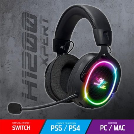 Spirit of Gamer Wireless Fejhallgató - MIC-XH1200 (MultiPlatform,7.1,mikrofon, hangerőszabályzó, nagy-párnás, fekete)
