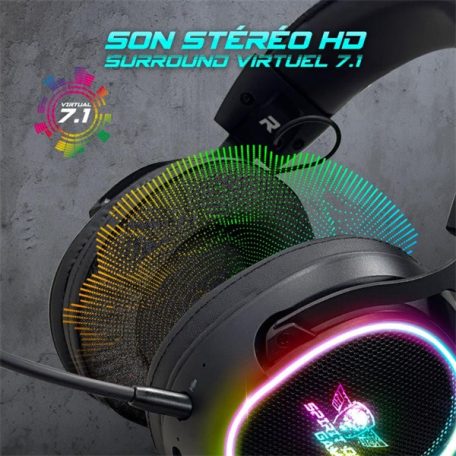 Spirit of Gamer Wireless Fejhallgató - MIC-XH1200 (MultiPlatform,7.1,mikrofon, hangerőszabályzó, nagy-párnás, fekete)