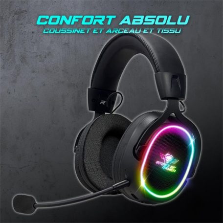 Spirit of Gamer Wireless Fejhallgató - MIC-XH1200 (MultiPlatform,7.1,mikrofon, hangerőszabályzó, nagy-párnás, fekete)