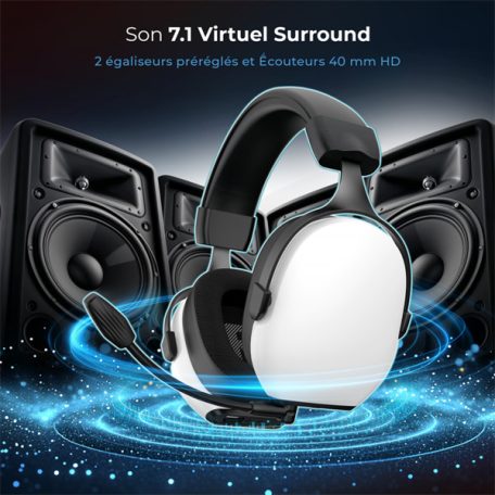 Spirit of Gamer Wireless Fejhallgató - MIC-XH1400 (MultiPlatform, 7.1,mikrofon, hangerőszabályzó, nagy-párnás, fehér)