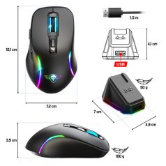   Spirit of Gamer Egér Vezeték nélküli  - ELITE-M50 Black (Optikai, 8000DPI, 1000Hz, 6 programozható gomb, RGB, fekete)