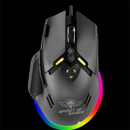 Spirit of Gamer Egér - ELITE-M60 Black (Optikai, 20000 DPI, 1000Hz, 9 programozható gomb, RGB, vezetékes, fekete)