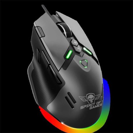 Spirit of Gamer Egér - ELITE-M60 Black (Optikai, 20000 DPI, 1000Hz, 9 programozható gomb, RGB, vezetékes, fekete)