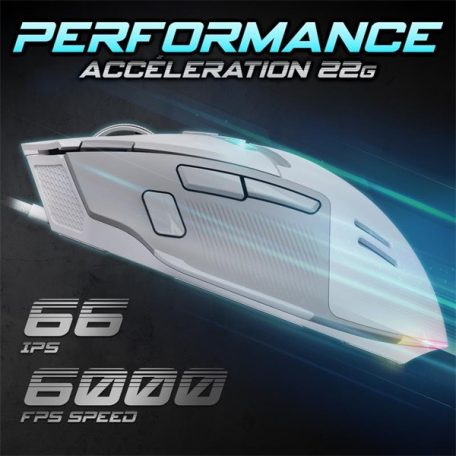 Spirit of Gamer Egér - ELITE-M60 White (Optikai, 20000 DPI, 1000Hz, 9 programozható gomb, RGB, vezetékes, fehér)