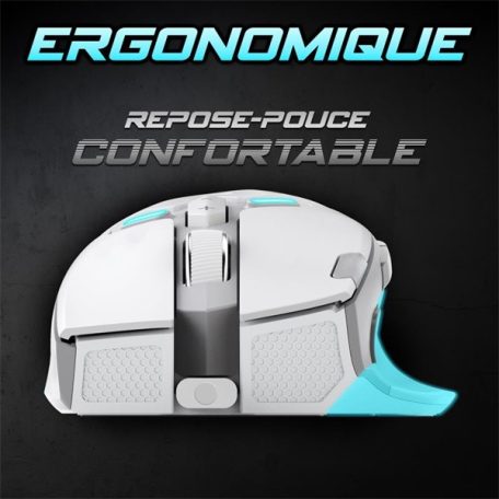 Spirit of Gamer Egér - ELITE-M60 White (Optikai, 20000 DPI, 1000Hz, 9 programozható gomb, RGB, vezetékes, fehér)