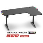 Spirit of Gamer Gamer Asztal - Headquarter 600 R (MDF lap, fém lábak, fekete, RGB LED háttérvilágítás, 160 x 60 x 75cm)