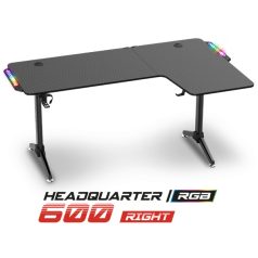   Spirit of Gamer Gamer Asztal - Headquarter 600 R (MDF lap, fém lábak, fekete, RGB LED háttérvilágítás, 160 x 60 x 75cm)