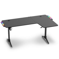   Spirit of Gamer Gamer Asztal - Headquarter 600 R (MDF lap, fém lábak, fekete, RGB LED háttérvilágítás, 160 x 60 x 75cm)