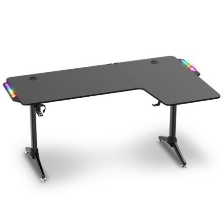 Spirit of Gamer Gamer Asztal - Headquarter 600 R (MDF lap, fém lábak, fekete, RGB LED háttérvilágítás, 160 x 60 x 75cm)