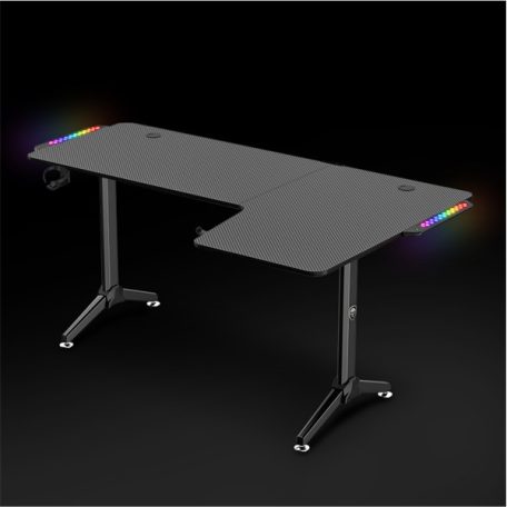 Spirit of Gamer Gamer Asztal - Headquarter 600 R (MDF lap, fém lábak, fekete, RGB LED háttérvilágítás, 160 x 60 x 75cm)