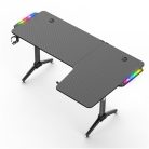 Spirit of Gamer Gamer Asztal - Headquarter 600 R (MDF lap, fém lábak, fekete, RGB LED háttérvilágítás, 160 x 60 x 75cm)