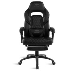   Spirit of Gamer szék - MUSTANG Black (állítható dőlés/magasság; kihajtható lábtartó; max.120kg-ig, fekete)