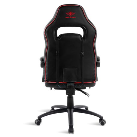 Spirit of Gamer szék - MUSTANG Red (állítható dőlés/magasság; kihajtható lábtartó; max.120kg-ig, piros)