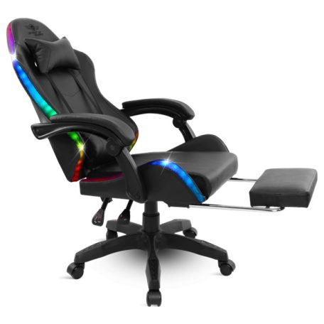 Spirit of Gamer szék - SIRIUS (RGB, állítható dőlés/magasság; kihajtható lábtartó; max.120kg-ig, fekete)