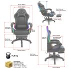 Spirit of Gamer szék - SIRIUS (RGB, állítható dőlés/magasság; kihajtható lábtartó; max.120kg-ig, fekete)