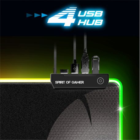 Spirit of Gamer Egérpad - Darkskull RGB - XXXL (RGB háttérvilágítás, USB Hub, 900 x 400 x 4mm; fekete)