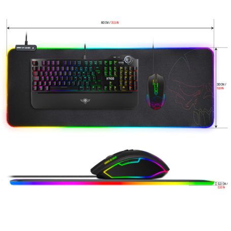 Spirit of Gamer Egérpad - Darkskull RGB - XXL (RGB háttérvilágítás, 800 x 300 x 4mm; fekete)