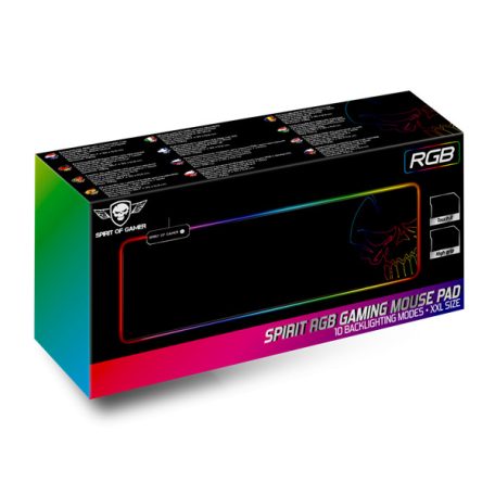 Spirit of Gamer Egérpad - Darkskull RGB - XXL (RGB háttérvilágítás, 800 x 300 x 4mm; fekete)